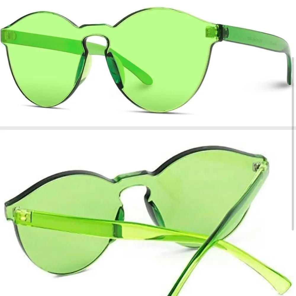 GREEN Rimless Sunglasses Transparent - new in PACKAGE